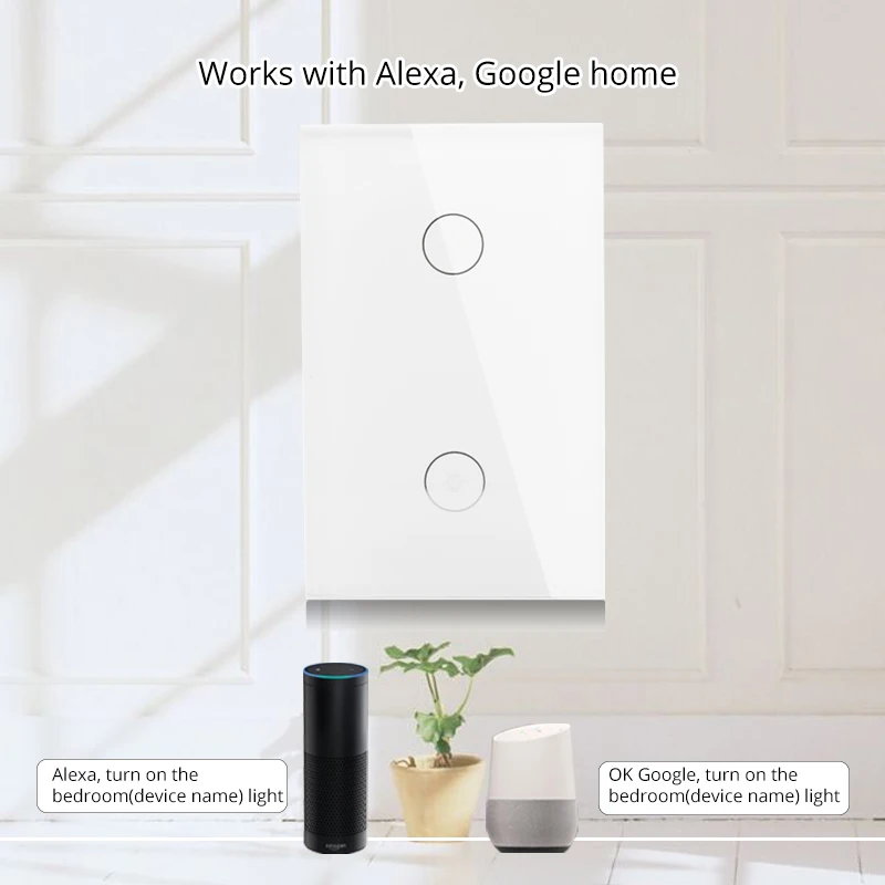  Wifi Smart Wall Touch Switch Glass Panel Mobile APP Remote Control No Hub Required work with Amazon - 32857299145