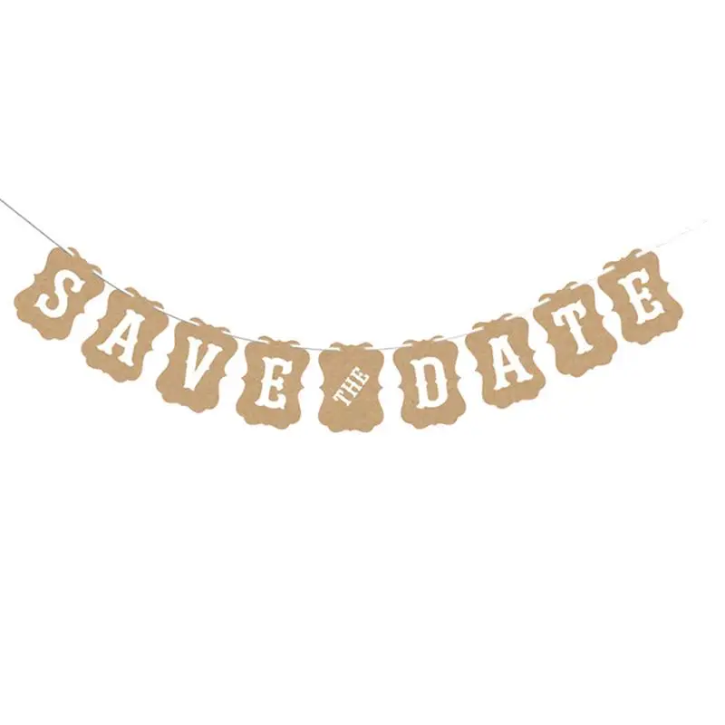 3 Meters Paper Banner With Save The Date Letters Hanging Pennant
