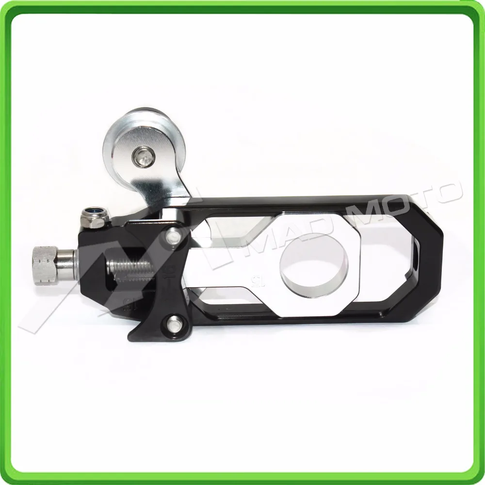 Motorcycle Chain Tensioner Adjuster with bobbin fit for APRILIA RSV4 2009 2010 2011 2012 2013 2014 Black & Silver (12)