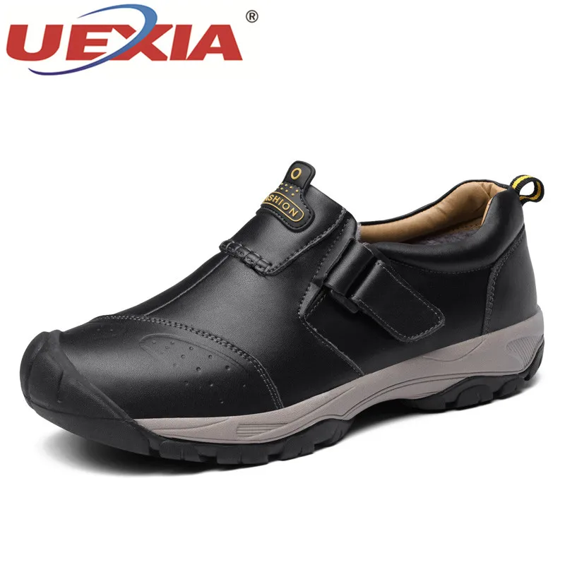 

UEXIA Brand Leather Sneakers Male For Men Shoes Adult 2018 Winter Warm Fur Comfortable Short Plush Lace Up Footwear Quality