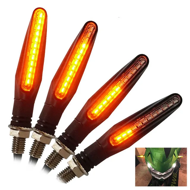 

4Pcs/L Motorcycle 12 LED Flowing Water Blinker Turn Signal Lights Direction Indicator Flasher Flexible Bendable Amber Light