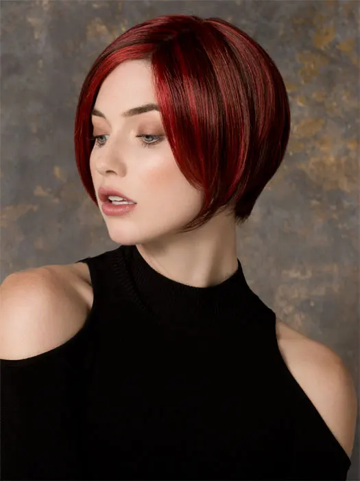 Red Pigtail Wig Afro Short Pixie Cut Style Wig With Bangs Straight