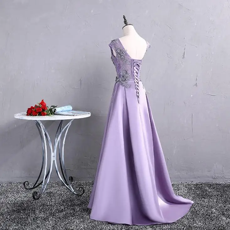 VENSANAC 2018 Vintage O Neck Crystals Embroidery Long A Line Evening Dresses Elegant Lace Tank Satin Party Prom Gowns
