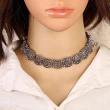 2016 Nueva Hot Boho Collar de Joyería de Las Mujeres Declaración Collar Gargantilla de Plata Moda Vintage Estilo Étnico Bohemio Cuello Collier Femme