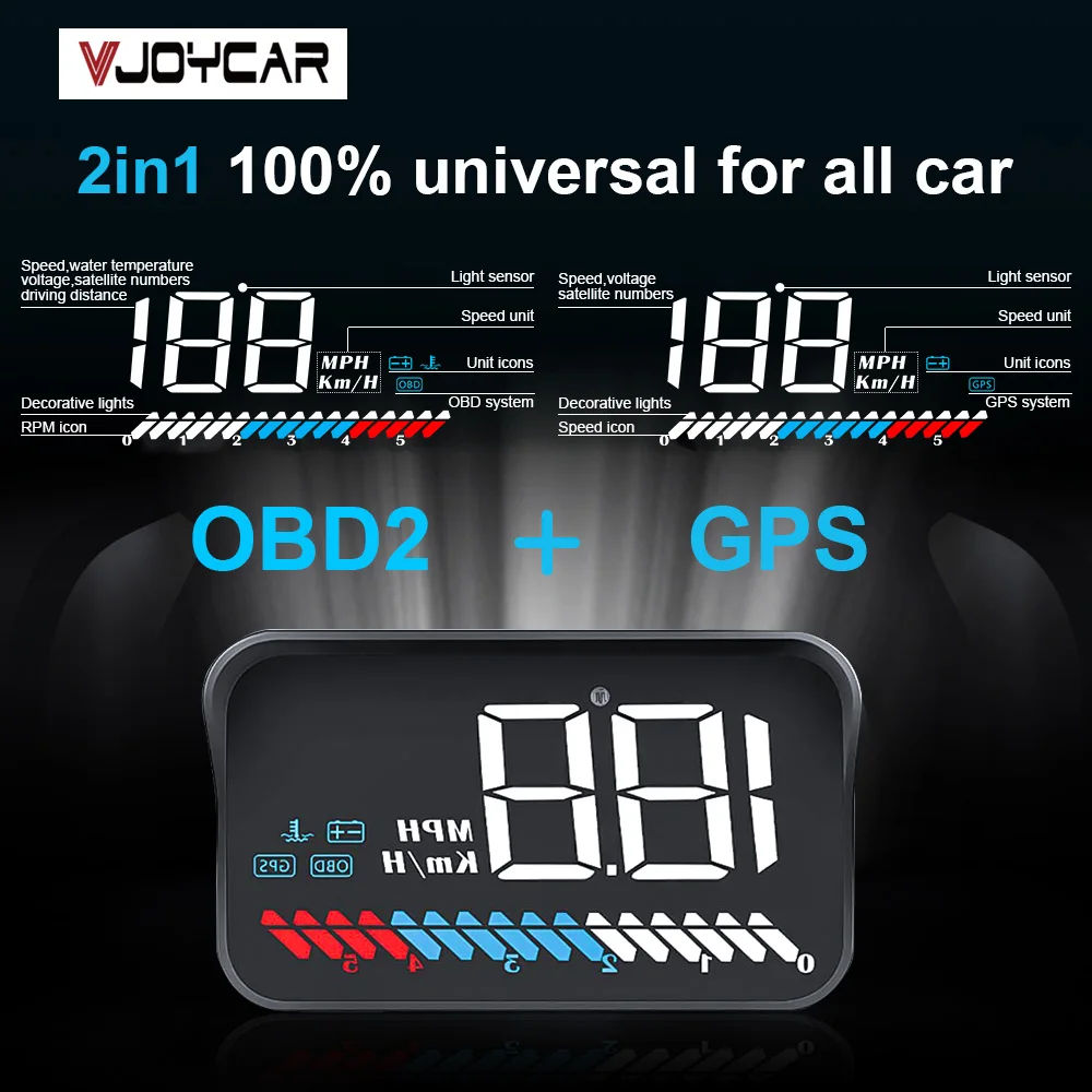 GPS Hud OBD Head up дисплей цифровой скоростной измеритель скорости об/мин температура