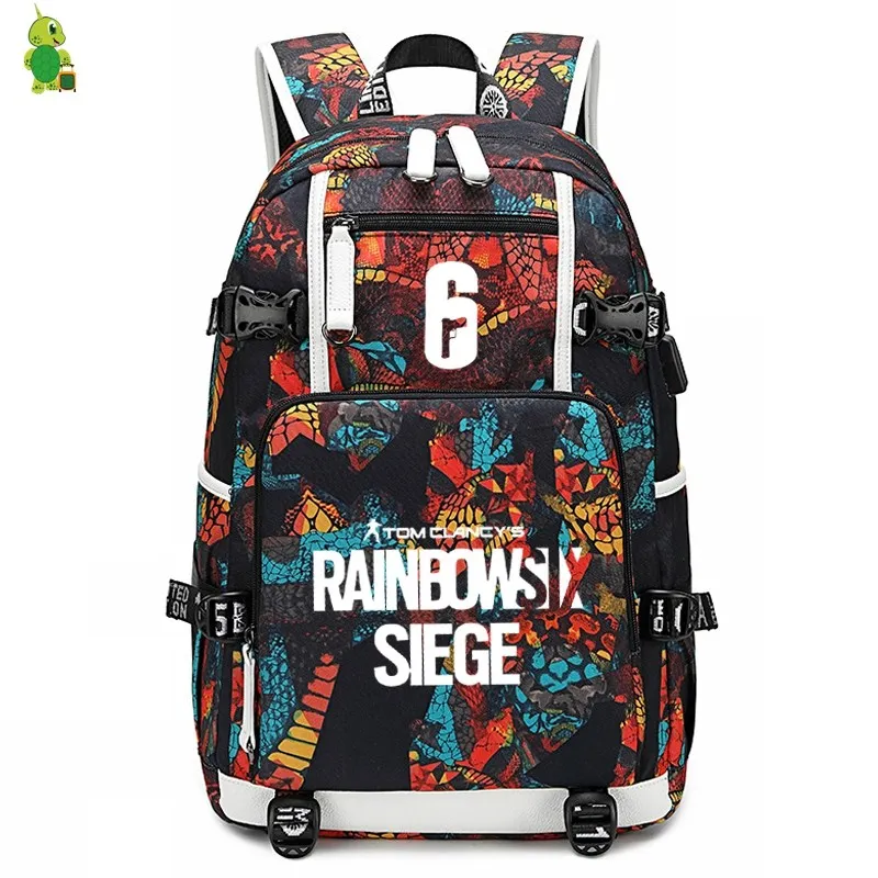 Игровой рюкзак Tom Clancy's Rainbow Six Siege, рюкзак для ноутбука, школьные сумки для девочек и мальчиков-подростков, большая светящаяся дорожная сумка через плечо - Цвет: 4