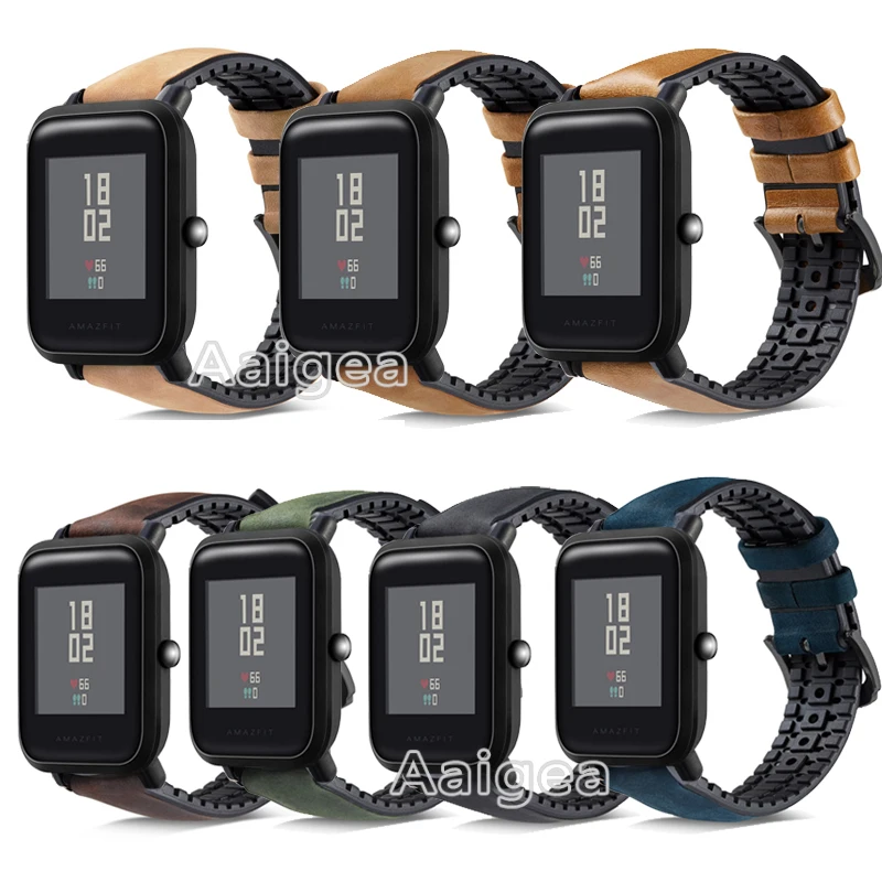 Кожаный силиконовый ремешок для часов, ремешок для Xiaomi Huami Amazfit Bip BIT PACE Lite, Молодежные умные часы, сменный ремешок 20 мм, ремешок на запястье