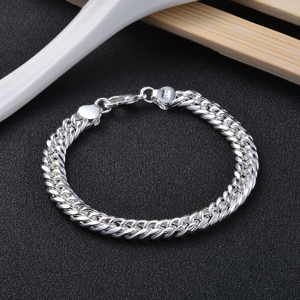 Fashion 10mm 925 Silver Chain Links Bracelet 8'' SL000308 Wholesale