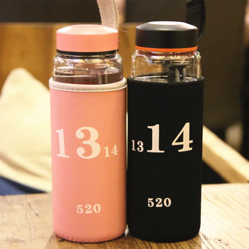 500ml Glass Water Bottle with Tea Infuser Drinking Water Tea Bottle