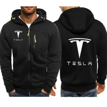 Толстовки для мужчин Тесла автомобиль логотип печати Повседневная Хип Хоп Толстовка Harajuku толстовки с капюшоном мужская молния куртка человек толстовка одежда