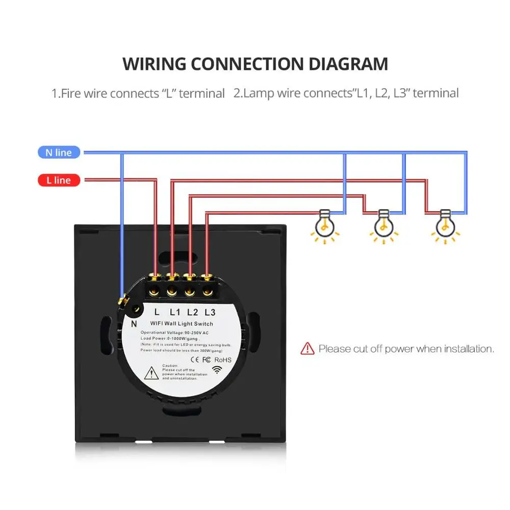 ЕС Стандартный Wi-Fi настенный светильник переключатель Беспроводной умный Переключатель 220v сенсорный экран/Wi-Fi пульт для Управление настенный выключатель Alexa/google home 1/2/3