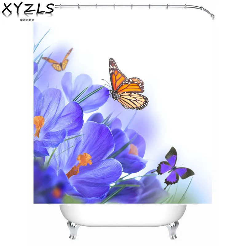 XYZLS брендовая Высококачественная Новая роскошная бабочка/красная роза 3D Водонепроницаемая занавеска для душа Ванная комната полиэстер занавеска s