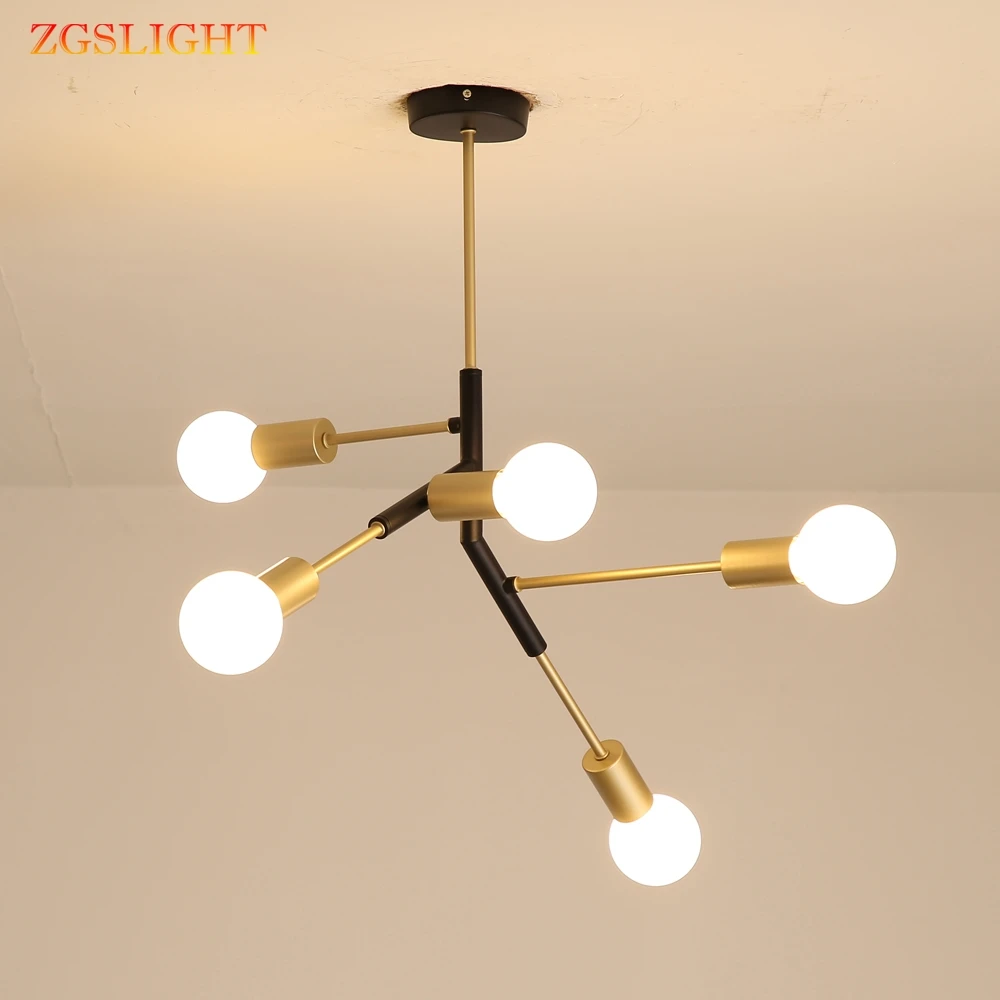 

Fashion Iron 5 Heads Ceiling Light personality Creative metal E27 LED Nordic Ceiling Lamp for Restaurant Bar Foyer Bedroom