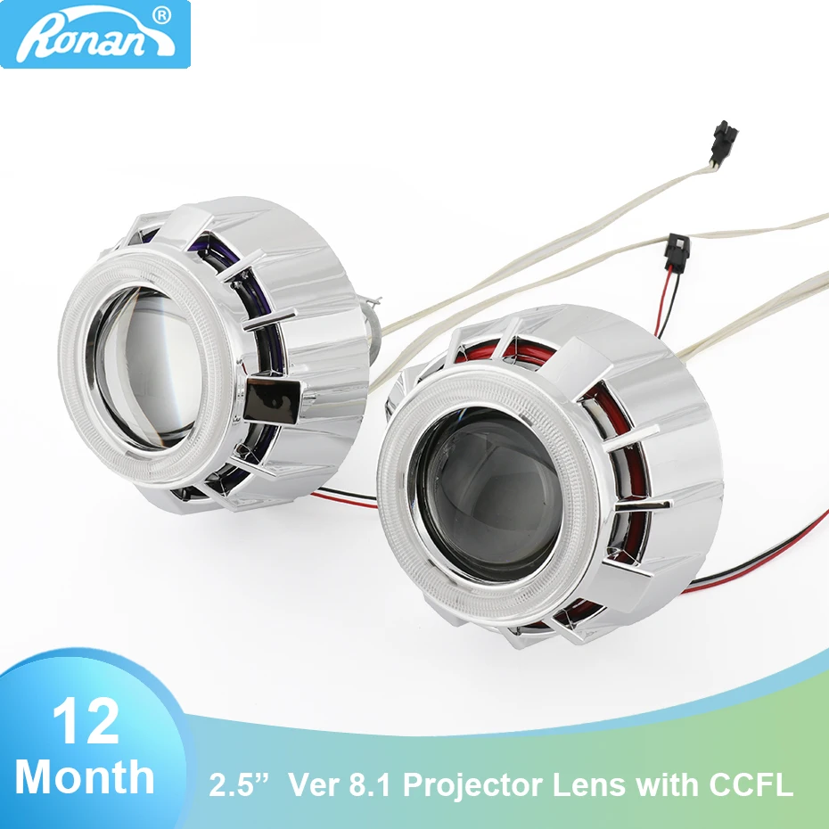 

RONAN mini 2.5 double ccfl Angel Eyes Bi-xenon Projector car headlights Lens white red blue h1 h4 h7 retrofit car styling