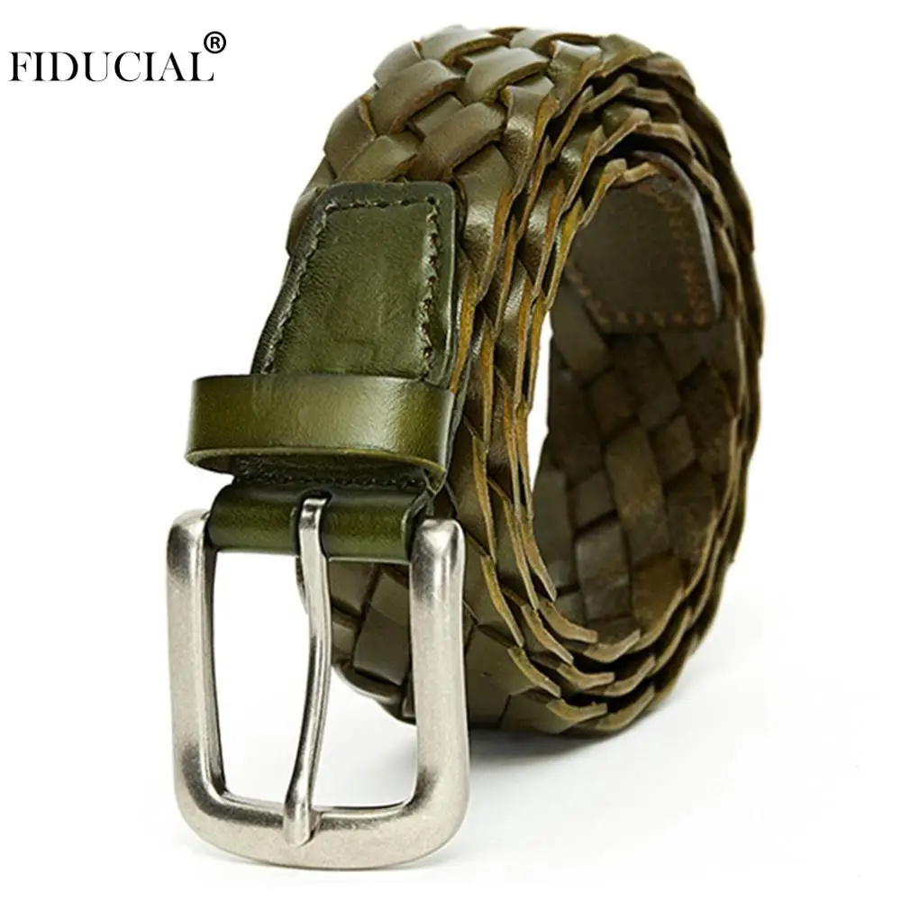 

FIDUCIAL Brand Designer Ladies Unique Design Knitted Cowhide Leather Belts Women Retro Fashion Female Accessories Jeans FCO033