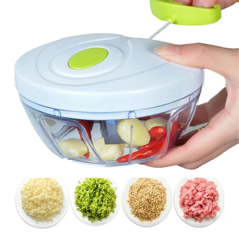 

Food chopper powerful manual hand-held chopper meat grinder mixer blender chopped fruit, vegetables, nuts, herbs, onion salad, s