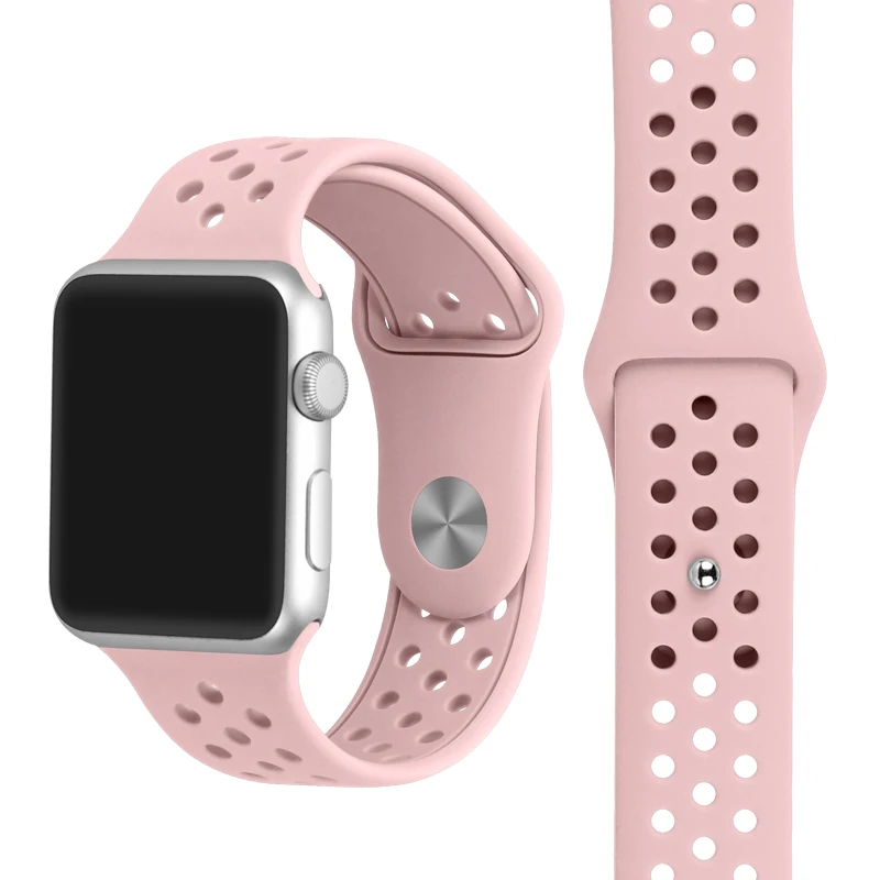 Силиконовый ремешок для apple watch 4 band 44 мм 40 мм iWatch band 42 мм 38 мм дышащий спортивный браслет ремешок для apple watch 3 2 1