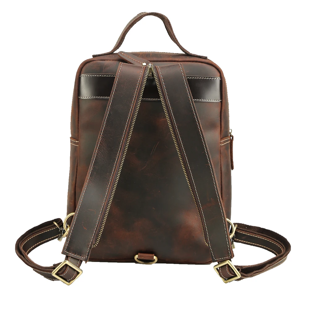 Mens Small Convertible Leather Backpack Vintage - Woosir