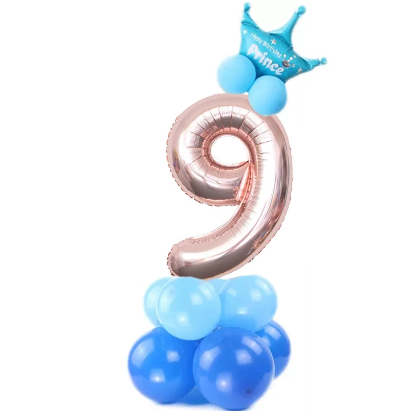 15 шт./лот, фольгированные шары с цифрами, воздушные шары для дня рождения, Детские воздушные шары для дня рождения, праздничные вечерние украшения - Цвет: blue9