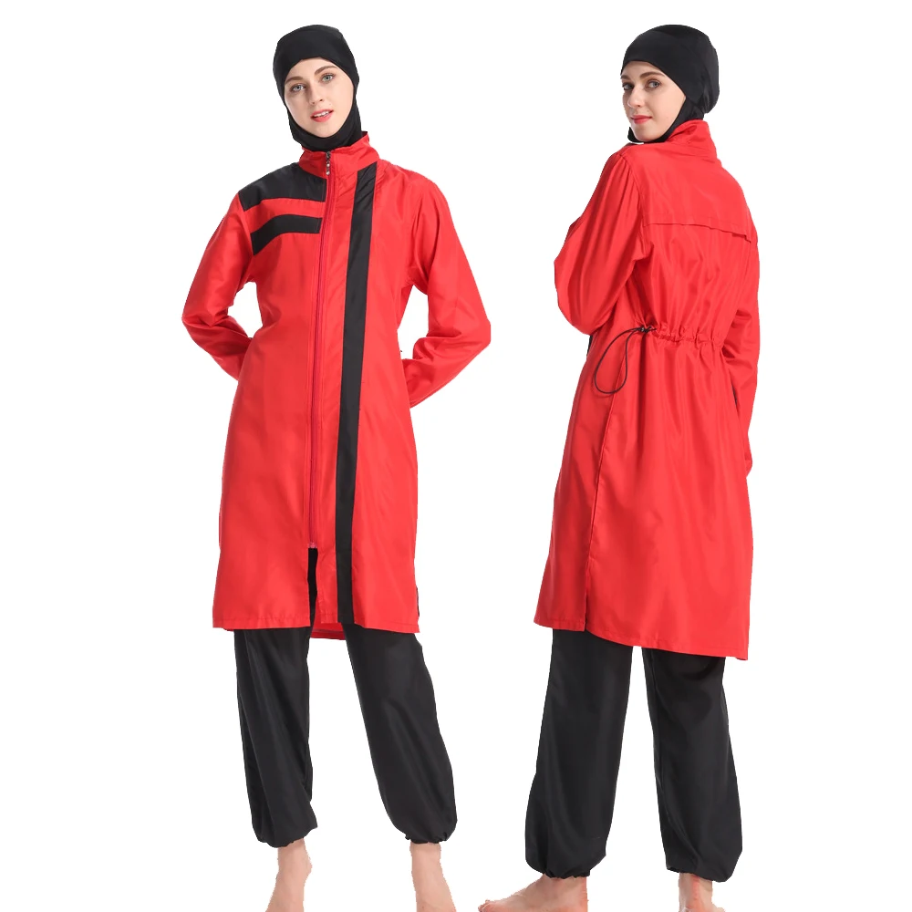 

women's muslim swimsuit Sportswear conservative swimsuit with zipper loose large size muslim full suit swimming suit cover