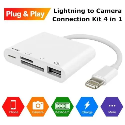 

For Lightning to USB OTG Cable Adapter 4 in1 USB Camera Connection Kit Micro SD Card Reader Adapter To iPad iPhone IOS