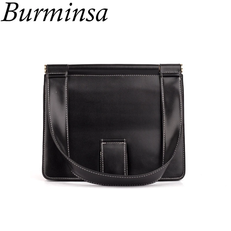 

Burminsa Square Wide Strap Women Messenger Bags Vintage Brown Female Shoulder Bags High Quality New Crossbody Bag For Women 2018