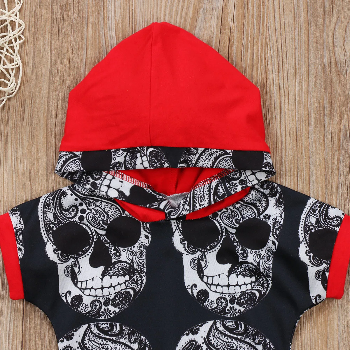 Для Новорожденных Для маленьких мальчиков красивая одежда из одного предмета головки черепа с капюшоном комбинезон шаровары наряды