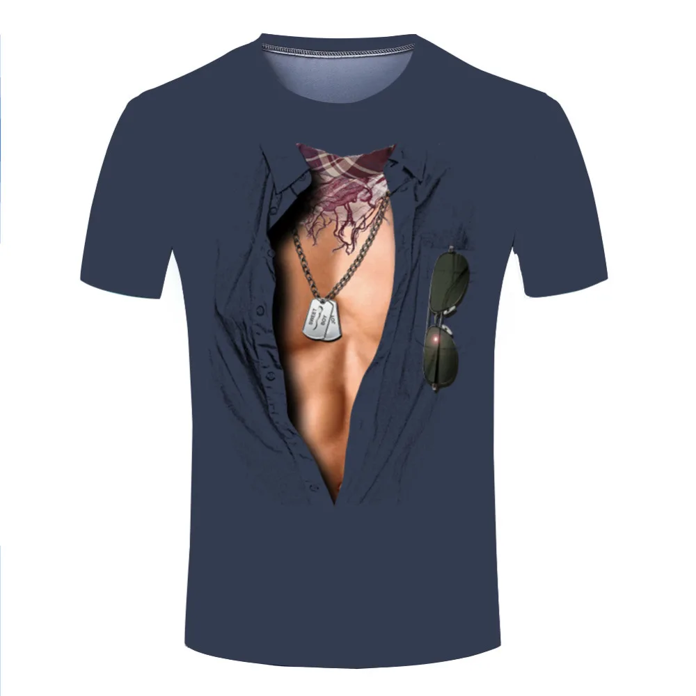 Fashion Summer Men's Body Muscle T Shirts O Neck Short Sleeve Man Torn