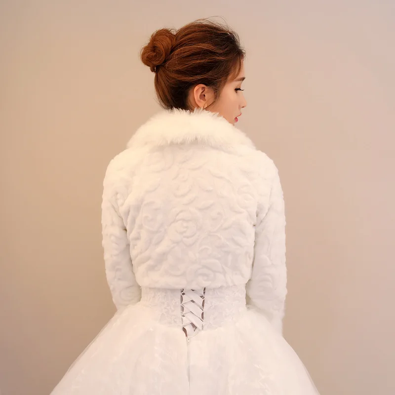 Свадебная накидка на свадьбу зимняя куртка невесты Термальность меховая шаль, болеро Для женщин Свадебные пальто PJ105