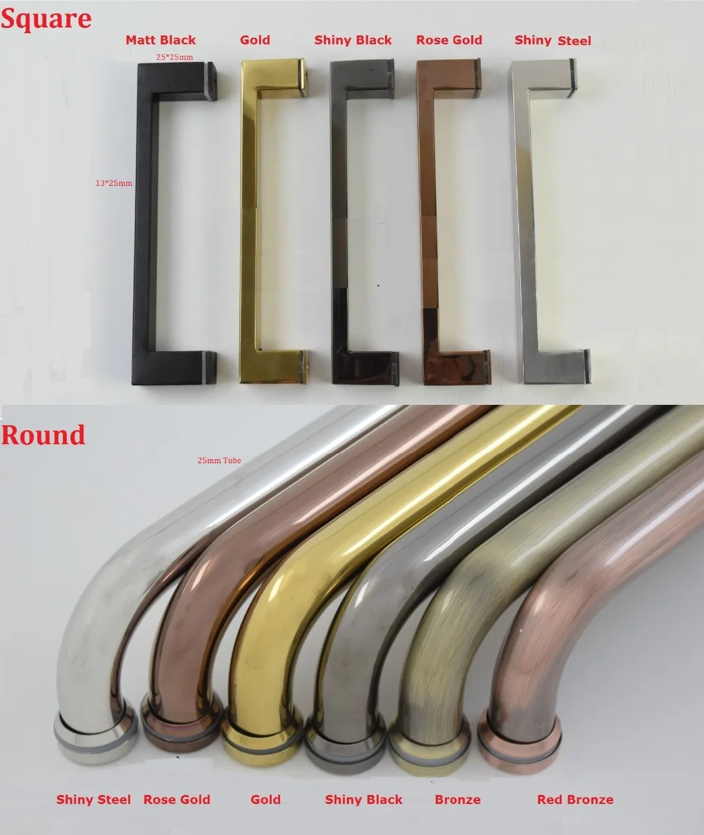 Premintehdw CC=225/425MM Single Side Square Round Glass Door Pull Handle Commercial Entry