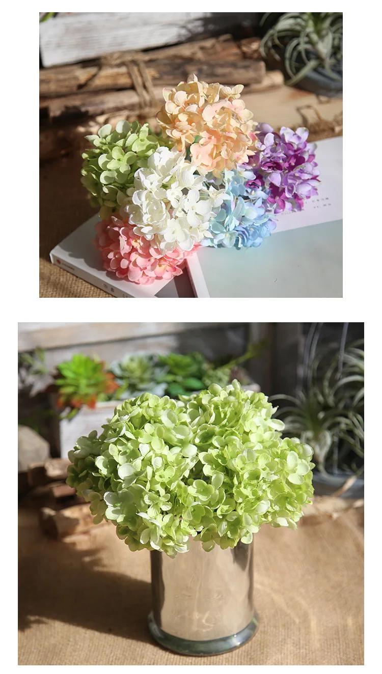 pink silk hydrangeas artificial flowers wedding flowers for bride hand silk Hydrangea fake flowers white home decoration (10)