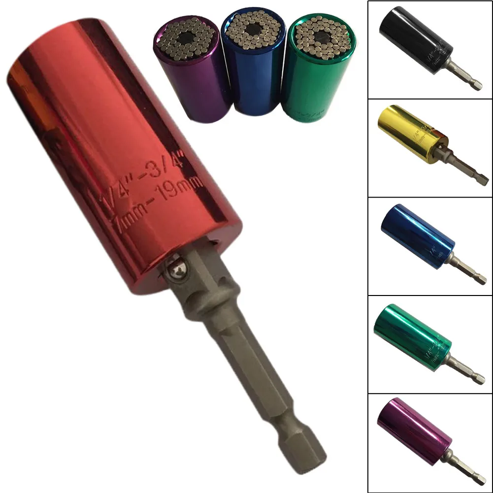 2 Piece/Set 7-19mm Gator Grip Wrench Universal Socket Multifunction Ratchet W/Power Drill Adapter Tool Tackle Set