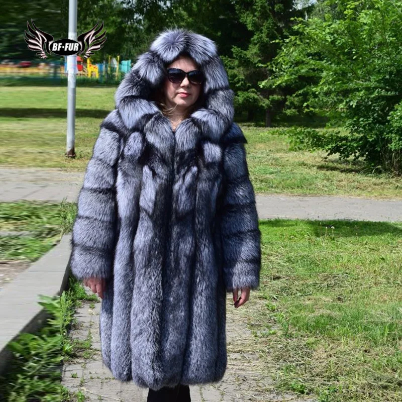 

BFFUR Jackets For Women Winter 2018 Fashion Super Thick Fur Coat From Real Natural Fox Fur Womens Outerwear Plus Size Palace Top