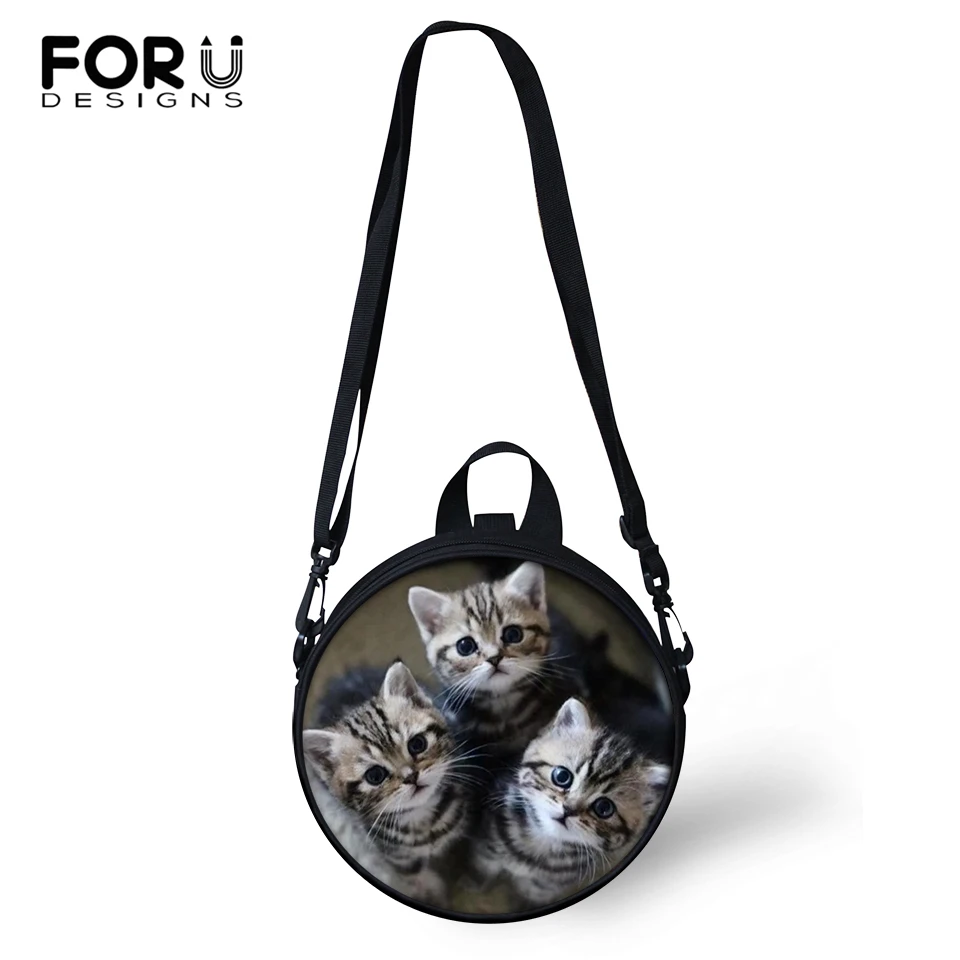 

FORUDESIGNS Women Round Shape Messenger Bags Lazy Cute Print Kindergarden Baby Shoulder Bag Kawaii Animal Girls Circular Bags