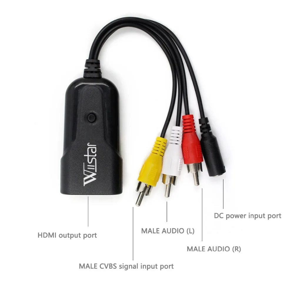 3RCA AV CVBS композитный к HDMI конвертер для ТВ ПК PS3 STB Xbox VHS VCR NTSC 720 P/1080 P AV к HDMI адаптер