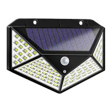 100 LED Solar Outdoor Garden Night Light IP65 Waterproof PIR Motion Sensor Wall Light Fence Stair Pathway Yard Security Lights 1 4pcs led solar light wall lamp stainless steel waterproof garden decoration fence stair pathway yard security light solar lamp