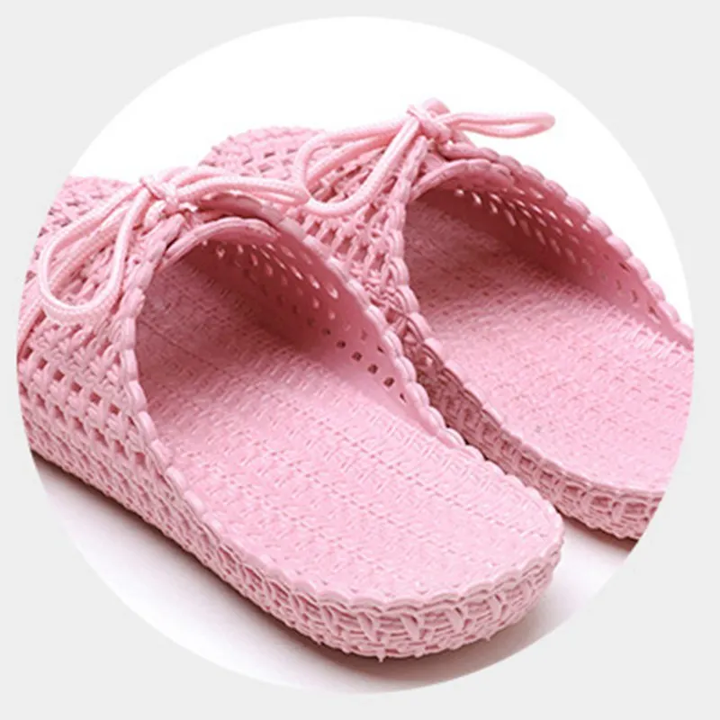 Girseaby/женские плетеные туфли с бантом; прозрачная обувь с закрытым носком на плоской подошве; без застежки; с открытой спиной; водонепроницаемые летние пляжные тапки; F710
