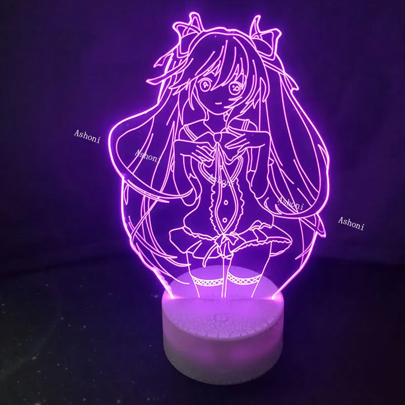 Hatsune Miku 3D светодиодный ночник, 7 цветов, сменный Настольный светильник для спальни, светильник для сна, домашний декор, рождественские подарки