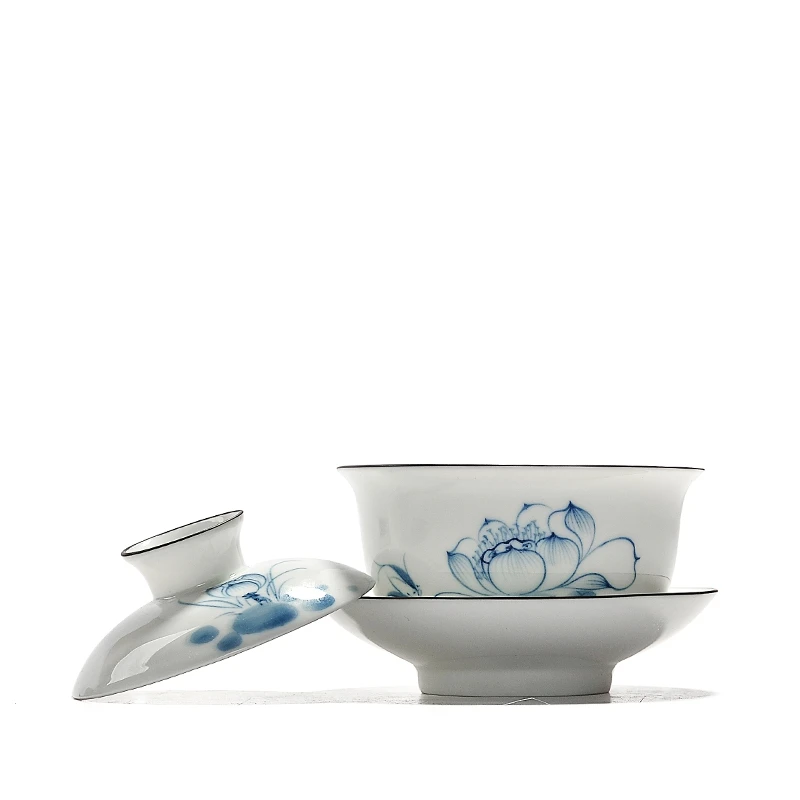 PINNY Hand Painted Ceramic Tea Set High Quality White Porcelain Gaiwan Chinese Tea Service Porcelain Cup HandMade Teapots