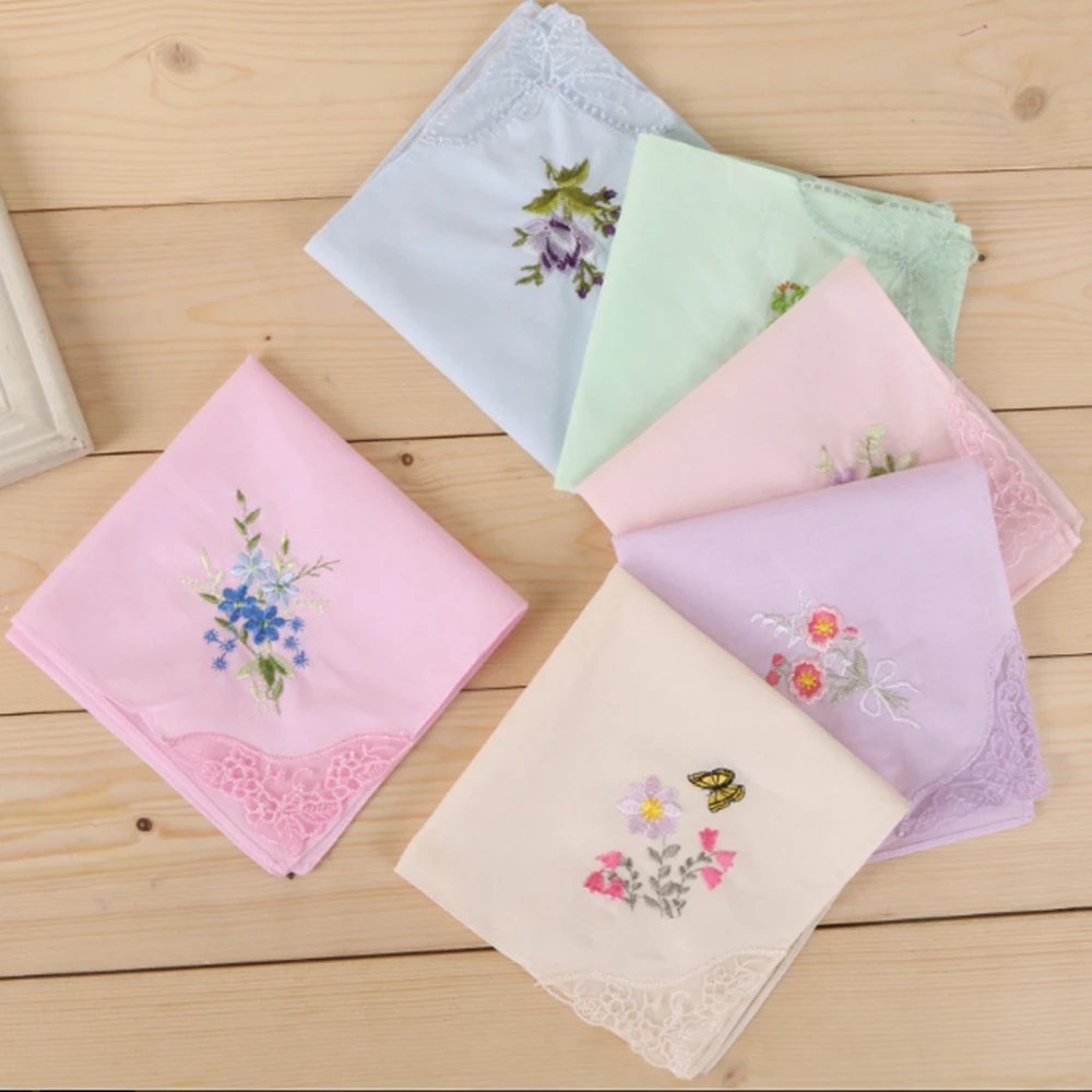 12 шт./лот SHSEJA Женский вышитый платок 100% хлопок кружевной полотенце|handkerchief