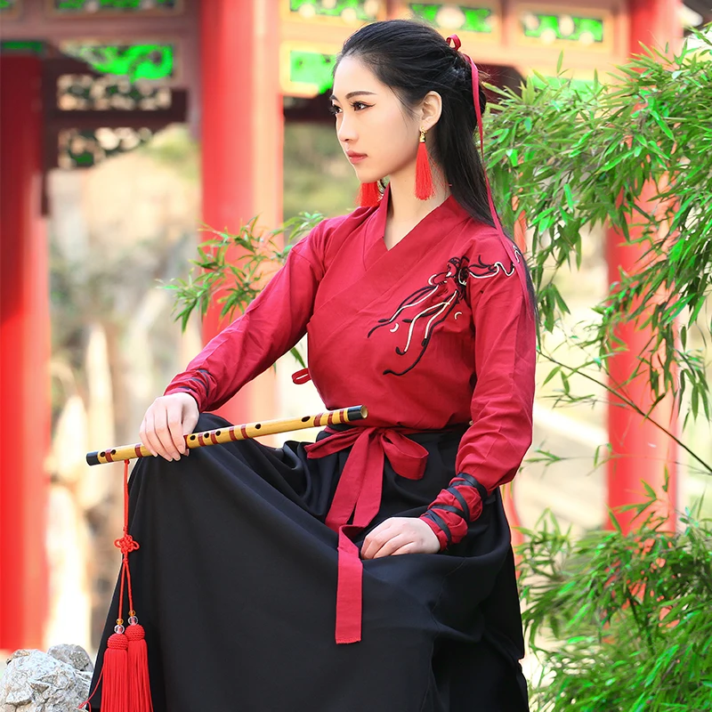 Древний китайский костюм династии Тан ханьфу Платье женское традиционное ханьфу принцесса танцевальная одежда белый красный наряд Одежда для танцев