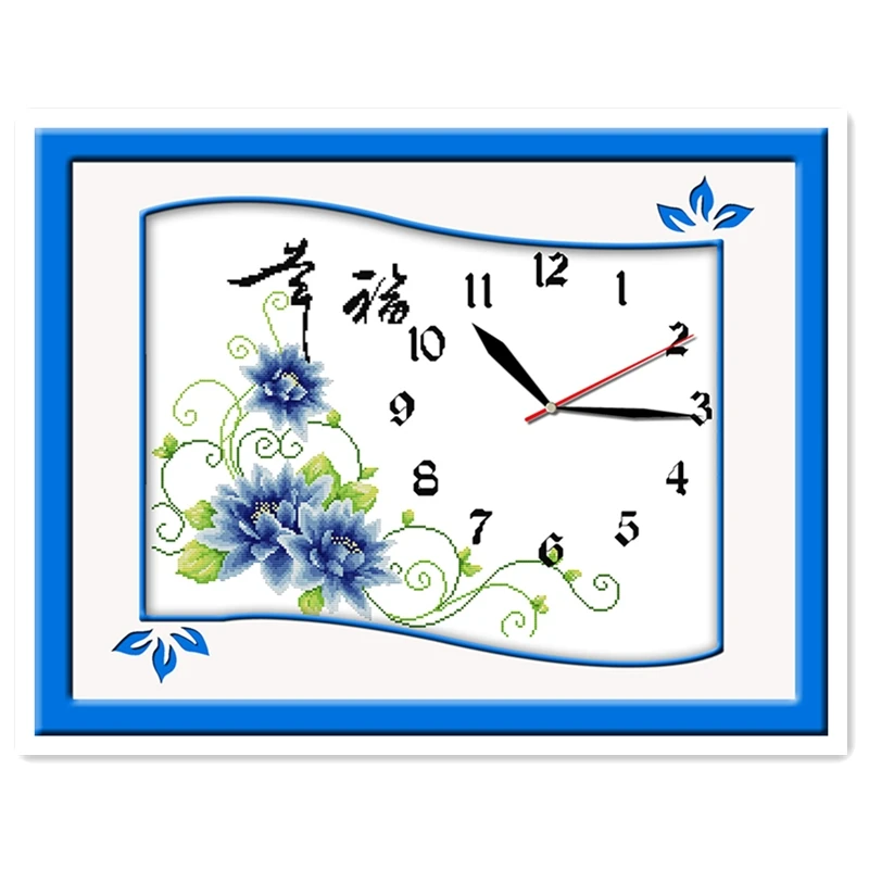 Happy Clock(new edition) 11CT 14CT Printed On Canvas Embroidery Cross Set Chinese Counted Stitch Pattern Home Decoration | Дом и сад