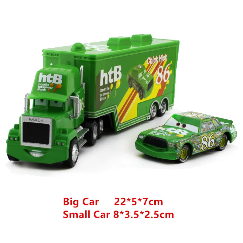 Disney Pixar Cars 21 Styles Mack Truck +Small Car McQueen 1:55 Diecast Metal Alloy And Plastic Modle Car Toys Gifts For Children 24