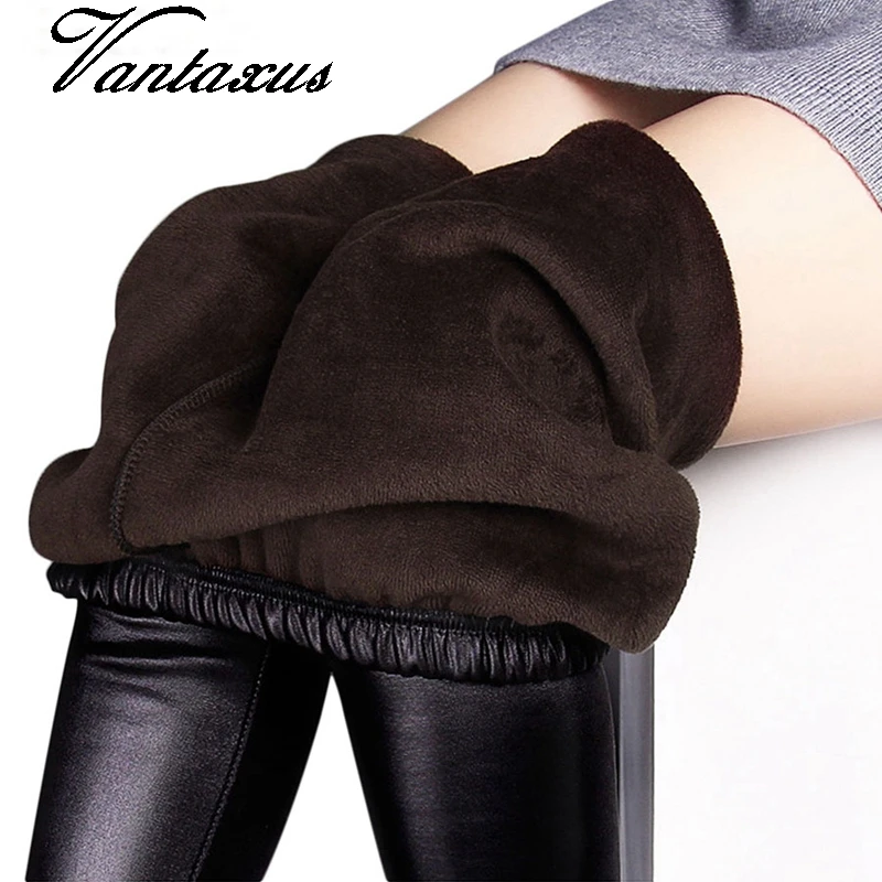 

Winter leggings women autumn warm leggings Fake leather Velvet pants Stretch Skinny sexy thickening black Leggings Pants
