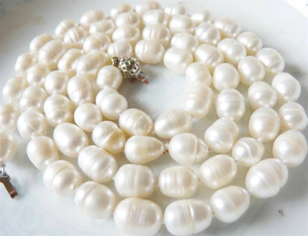 

HOT## Wholesale > 33" New Gorgeous 10-11mm irregular white Akoya pearl necklace AAA+001