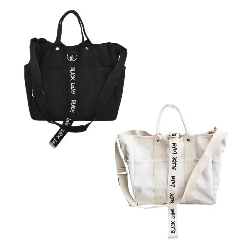 

1Pc New Women Canvas Fashion Messenger Handbag Lady Shoulder Bag Totes Purse Top Handle Bags Black White