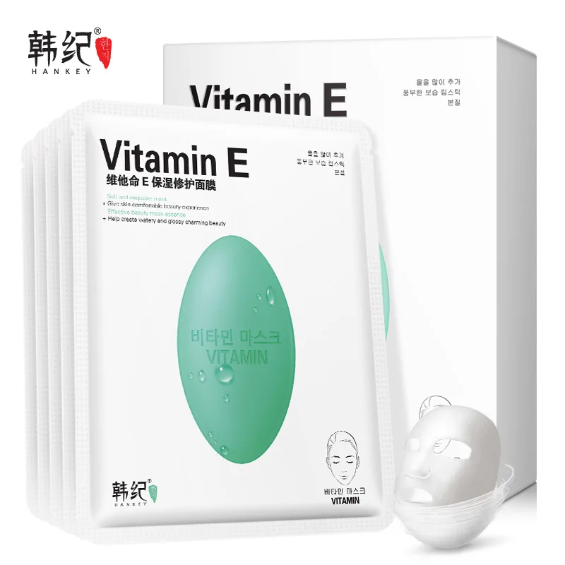 

10PCS HANKEY Korea Mask Vitamin E Skin Care Moisturizing Repair Face Mask Anti-Aging Oil-control Acne Treatment Mask Cosmetics
