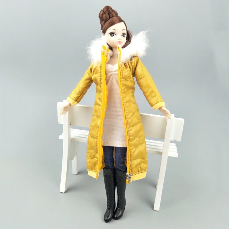 Милое длинное пальто; Хлопковое платье для куклы Барби; парка для 1/6 года; детская игрушка; зимняя одежда; куртка; Аксессуары для кукол