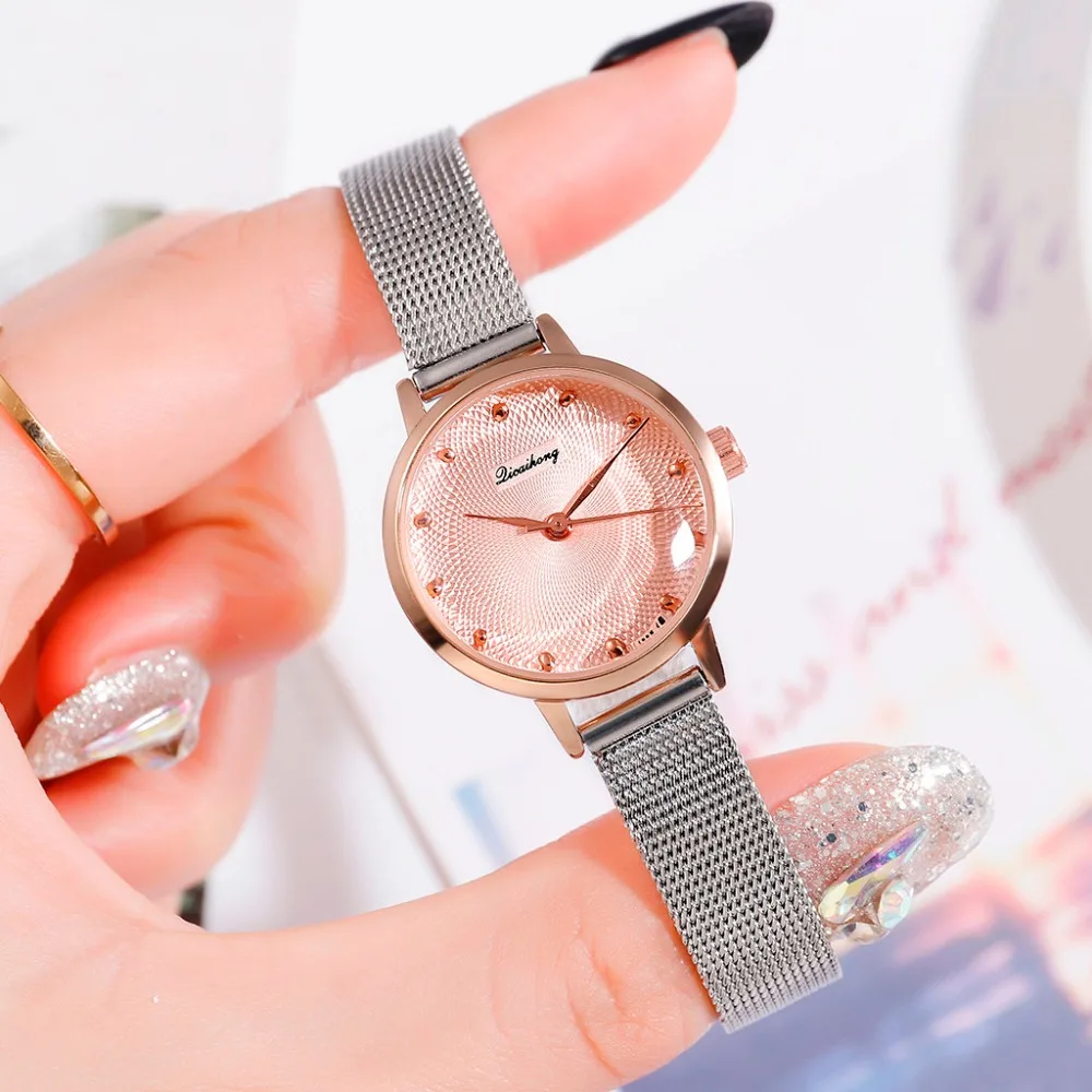 

Reloj Mujer Womens Watch Silver Pink Small Dial Stainless Steel Strap Women Quartz Wrist Watch Female Bracelet zegarek damski