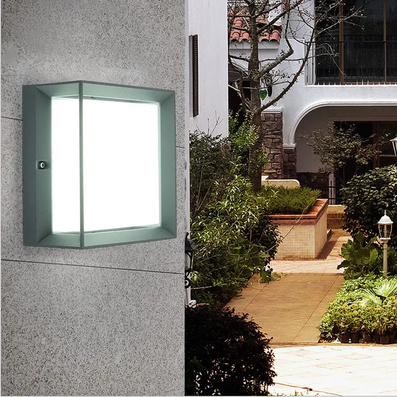 Модный водонепроницаемый наружный Балконный настенный светильник квадратной формы для жилого дома, сада, светодиодный настенный светильник, бра